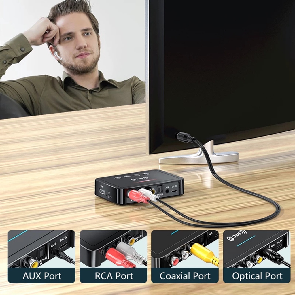 Đầu Thu Phát Âm Thanh Bluetooth 5.0 Nfc Không Dây Hifi Hỗ Trợ Chuyển Đầu Rca Sang 3.5mm Aux Chuyên Dụng | BigBuy360 - bigbuy360.vn