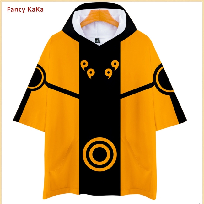 Áo hoodie tay ngắn in hình Naruto 3D cho nam & nữ