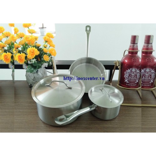 Nồi nấu bột cho bé - Nồi nấu súp, nấu cháo – Nồi nấu sốt 3 đáy cao bằng Inox cao cấp /Size từ 16-30 cm