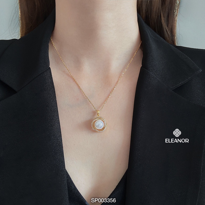 Dây chuyền nữ Eleanor Accessories titan đính đá gắn ngọc trai nhân tạo phụ kiện trang sức dễ thương