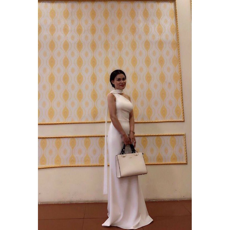 Đầm dạ hội lệch vai cao cấp kèm ảnh thật tặng hoa tai thời trang xinh xắn | BigBuy360 - bigbuy360.vn