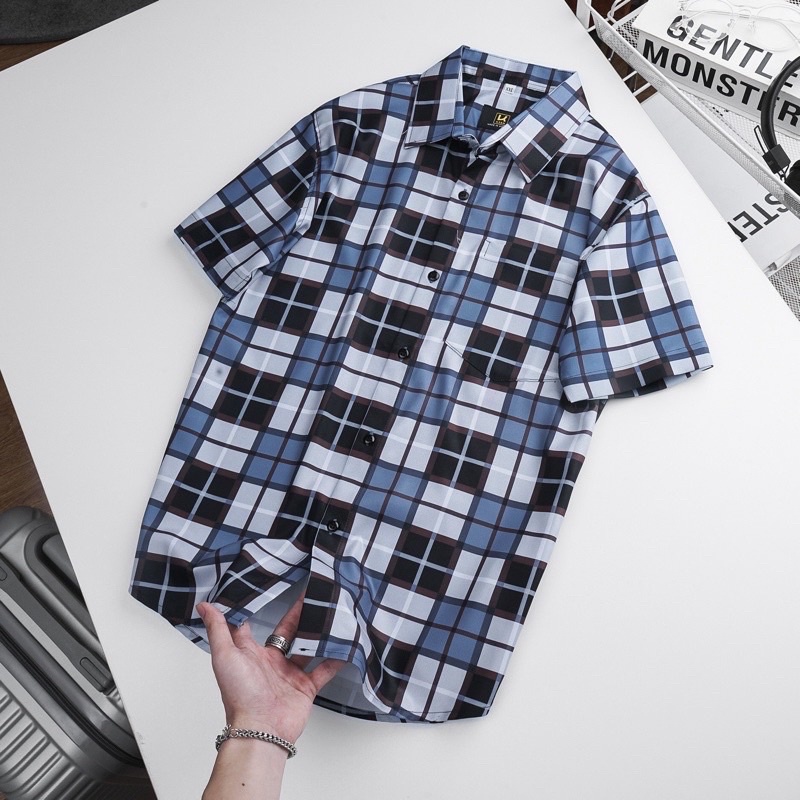 Áo sơ mi nam caro có túi tay ngắn Bigsize < 130kg