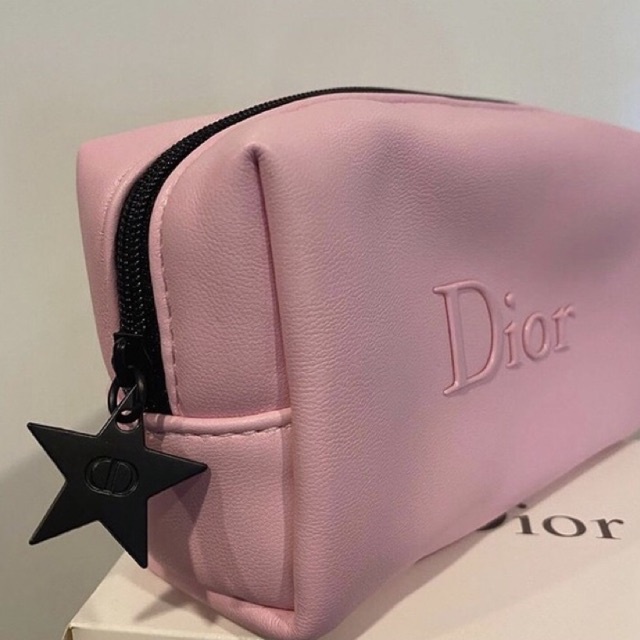 Túi mỹ phẩm gift hãng dior màu hồng