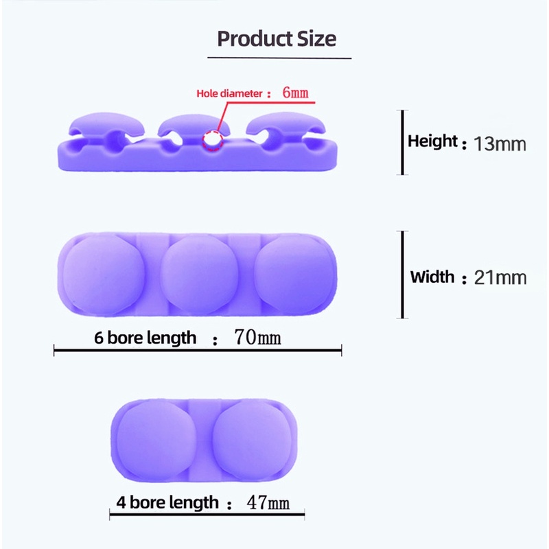 Giá Đỡ Dây Cáp Sạc / Chuột Máy Tính Bằng Silicon 4 / 6 Lỗ Dán Chắc Chắn