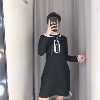 Đầm đen tay dài form chữ A