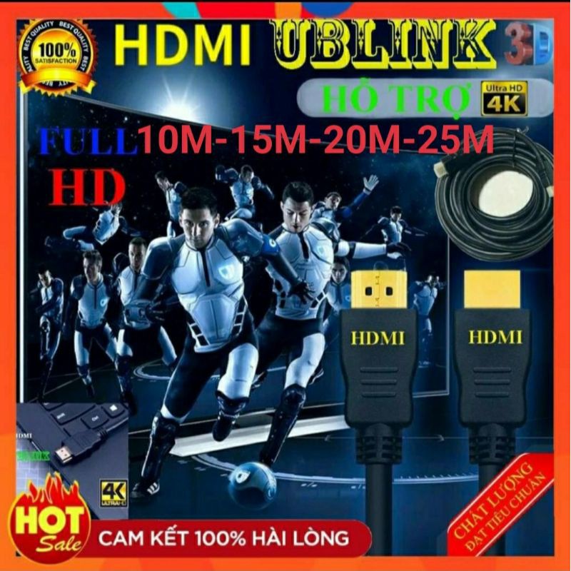 [Hãng]Dây HDMI UBLINK XỊN 10M 15M 20M 25M lõi đồng HDTV 4K*2K (19+1) - Dây HDMI To HDMI tròn chuẩn FULL HD 1080p