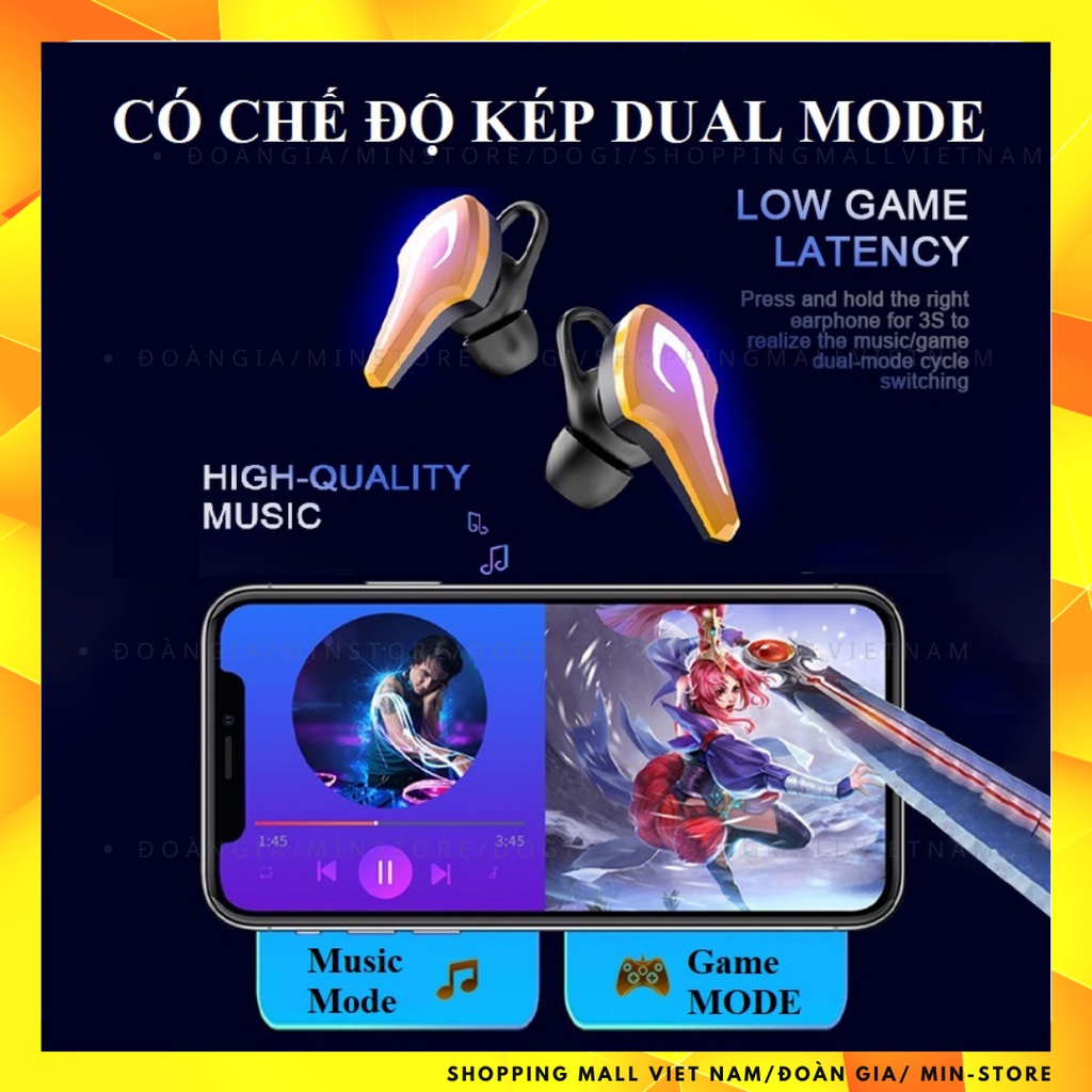 Combo Tai nghe Bluetooth Gaming K8 không dây tặng găng âm trầm đầy đủ Chống ồn chủ động HiFi Stereo