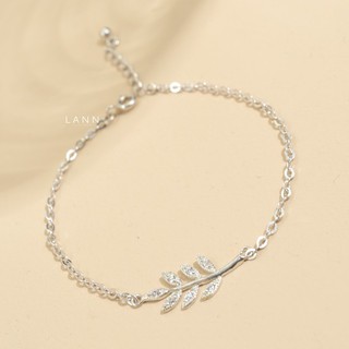 Lắc chân lá đá BẠC S925 LANN A005