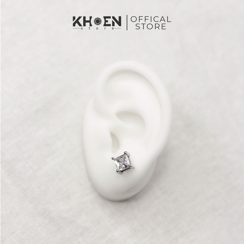 (1 Chiếc) Khuyên tai Đá vuông zircon - Khoen Store