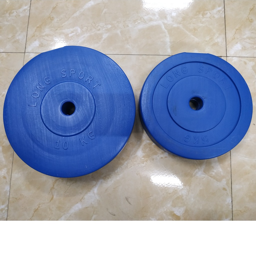 Bộ vỏ tạ bánh nhựa 80kg bao gồm 6 vỏ bánh tạ 10kg và 4 vỏ bánh tạ 5kg tập Gym, đẩy tạ đĩa, tạ bánh