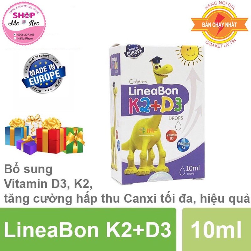 [Mua 2 Tặng quà] LineaBon K2+D3 - Bổ sung vitamin K2, D3. Tăng cường hấp thu canxi tối đa cho bé phát triển toàn diện