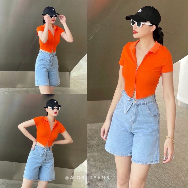 Quần Jeans Nữ Aiori Quần Ngố Lửng Ống Rộng Dáng Chữ A Lưng Cao Vải Cực Xịn, Chất Jeans Cotton Thoáng Mát, Mềm Mịn_239