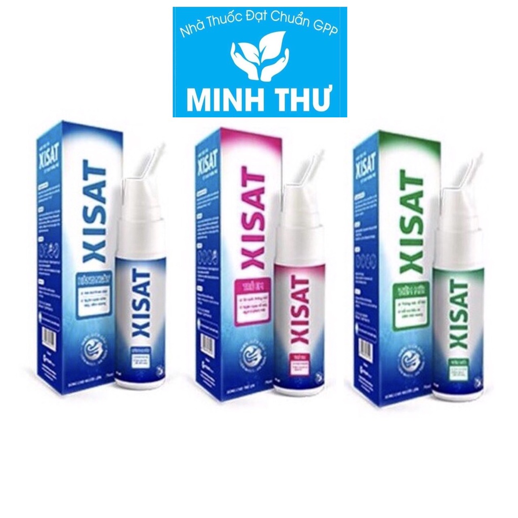 Nước muối biển sâu xịt mũi XISAT chai 75ml 3 loại Người lớn (xanh dương) - Trẻ em (hồng) - Viêm mũi (xanh lá)