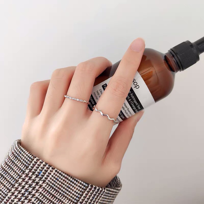 Nhẫn hở hình gợn sóng phong cách Nhật Hàn thời trang thanh lịch