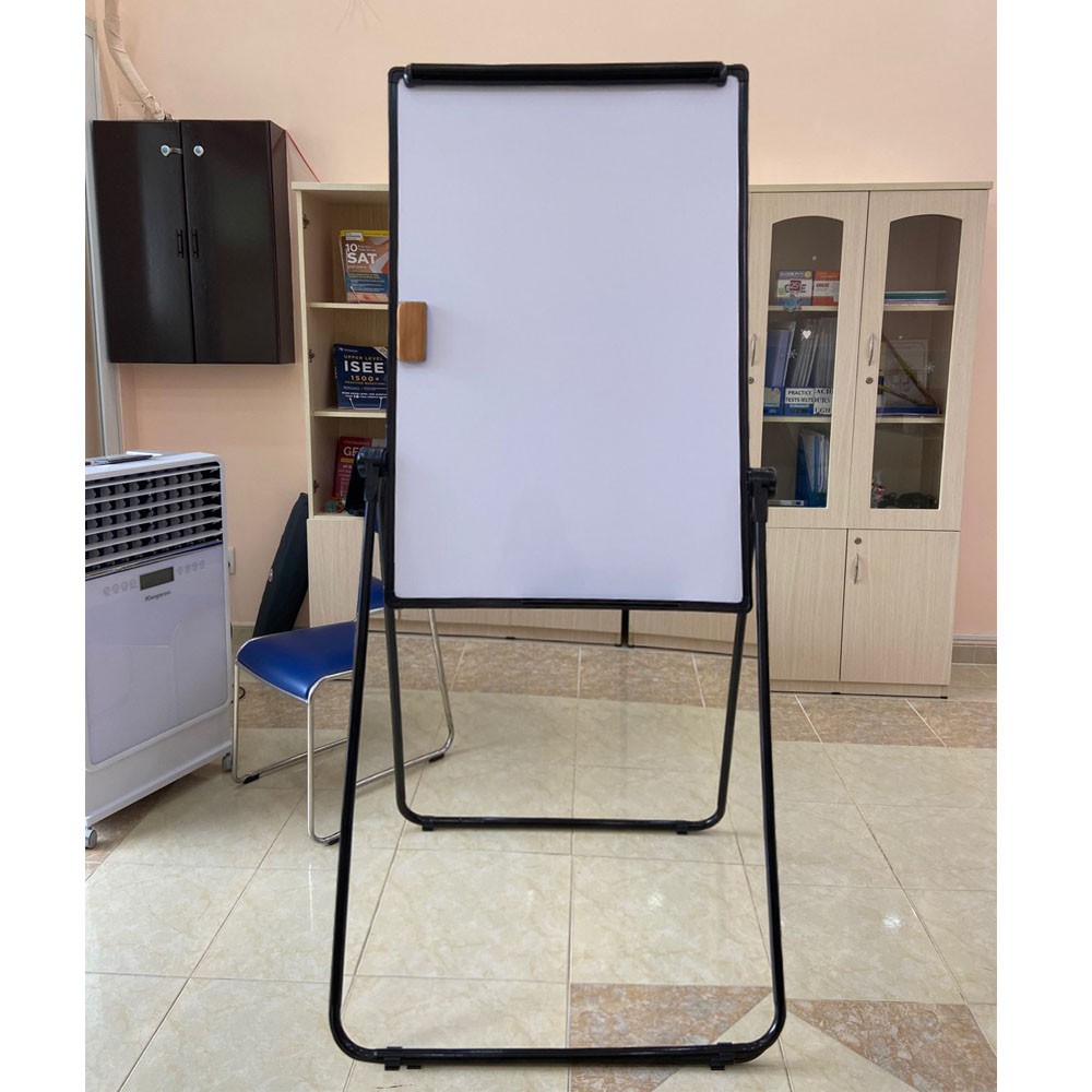 Bảng Flipchart Chân gấp chữ U Cao Cấp. Mặt bảng từ tính chống lóa, kích thước 60x90cm có thể nâng chỉnh chiều cao