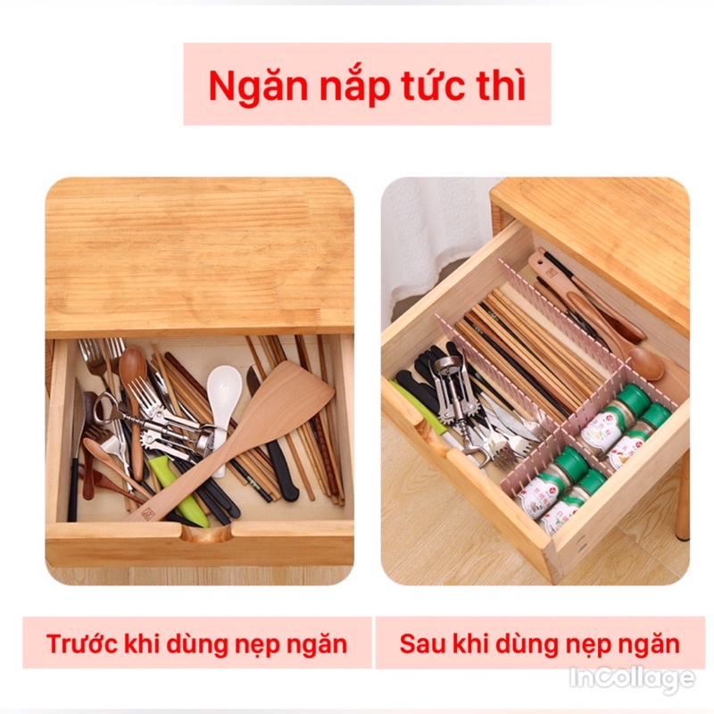 Vách chia ngăn kéo ngăn tủ bằng nhựa set 4 thanh có thể điều chỉnh kích thước