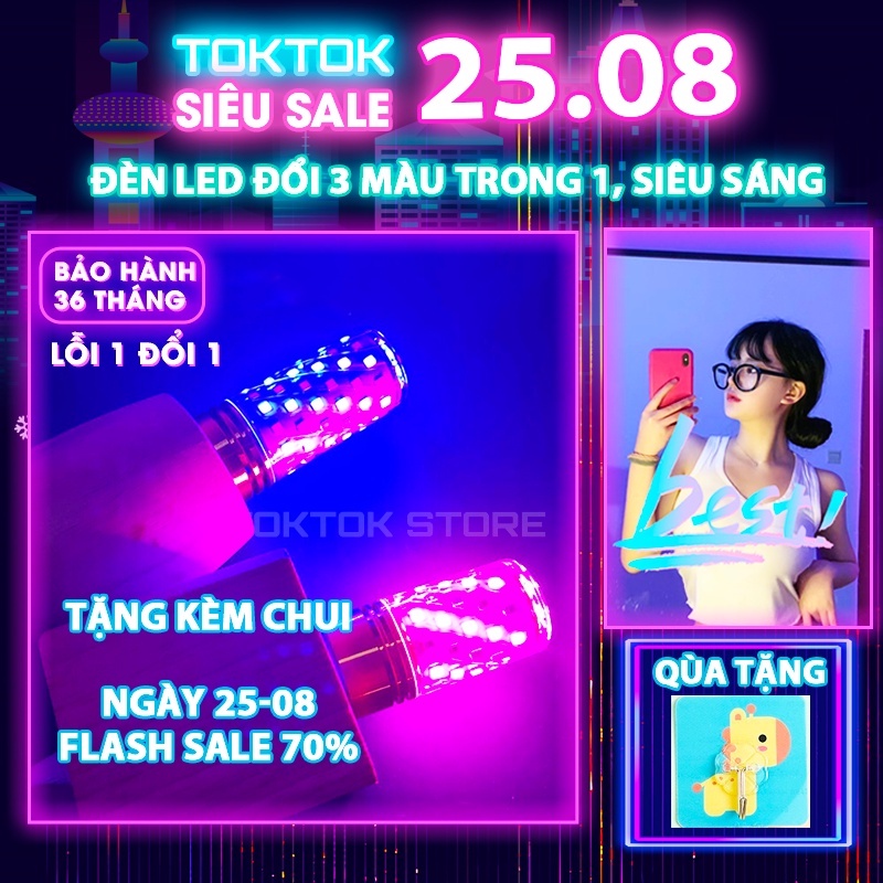 Đèn LED tiktok đổi màu 3 trong 1 đèn led toktok cực đẹp bền xịn