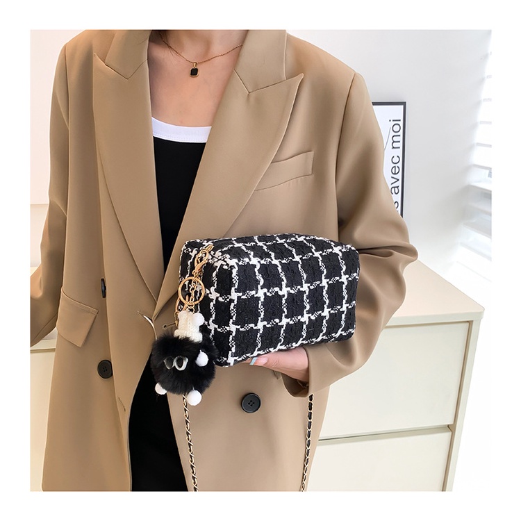 Túi Đeo JASMIN NOIR Chéo Vai Vải Canvas Họa Tiết Sọc Caro Thời Trang Cá Tính Cho Nữ