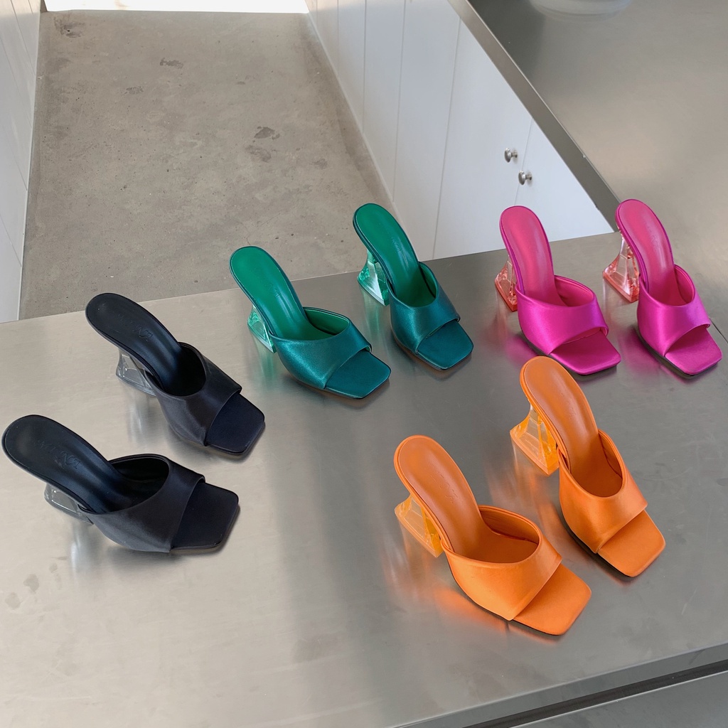 Giày cao gót mũi vuông chất liệu da thời trang thời thượng cho nữ 4.13 inch