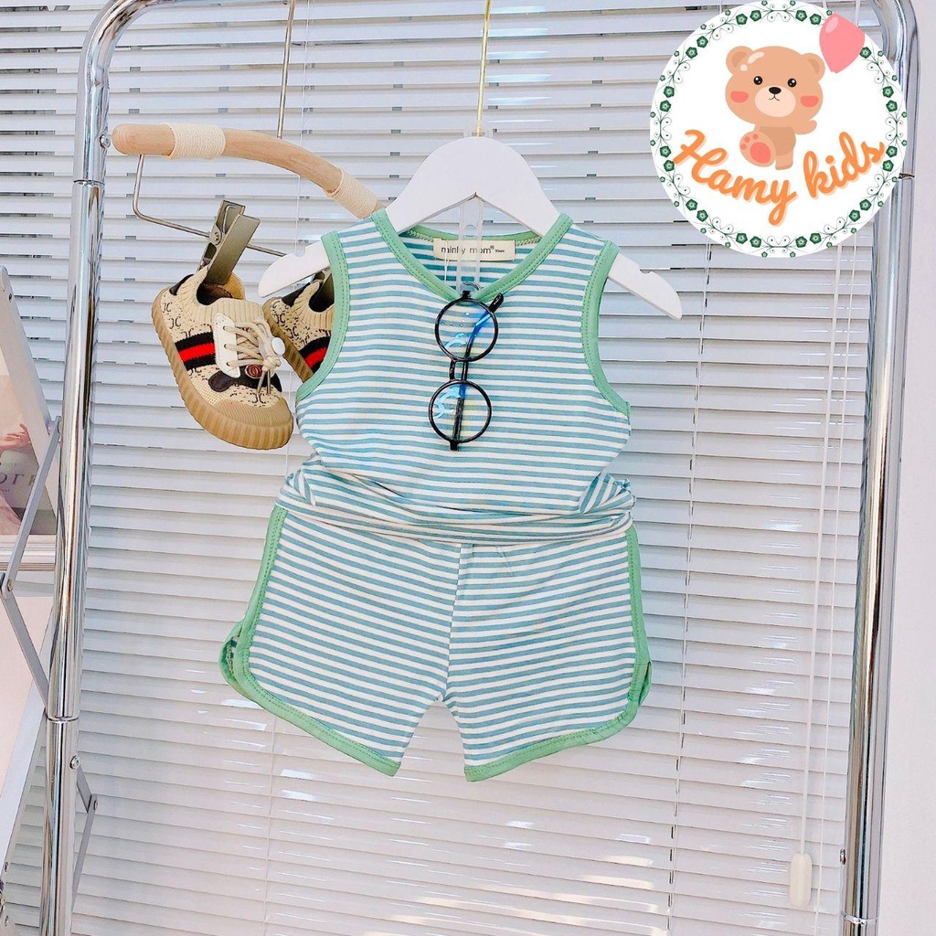 Bộ Ba Lỗ Minky Mom Chính Hãng Bé Trai Bé Gái Thun Lạnh Sọc Dệt Visco Quần Vát Cute Trẻ Từ 0-5 Tuổi Dưới 20kg - Hamykids