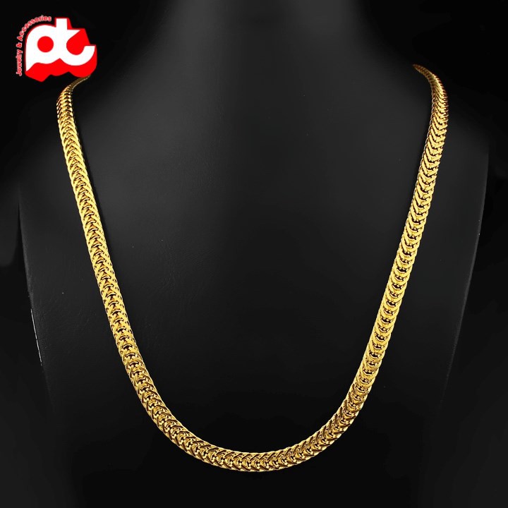 Dây chuyền nam inox thời trang kiểu dẹp  kích cỡ 6mm màu mạ vàng thép không gỉ HSDCNA36