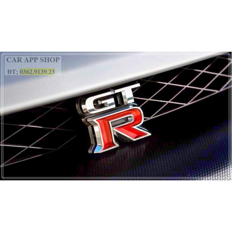 Logo gắn ô tô chữ GT-R xe thể thao Nissan chất liệu hợp kim in nổi 3D