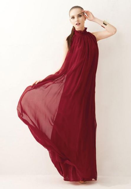 Đầm maxi tiệc form suông cổ lọ
