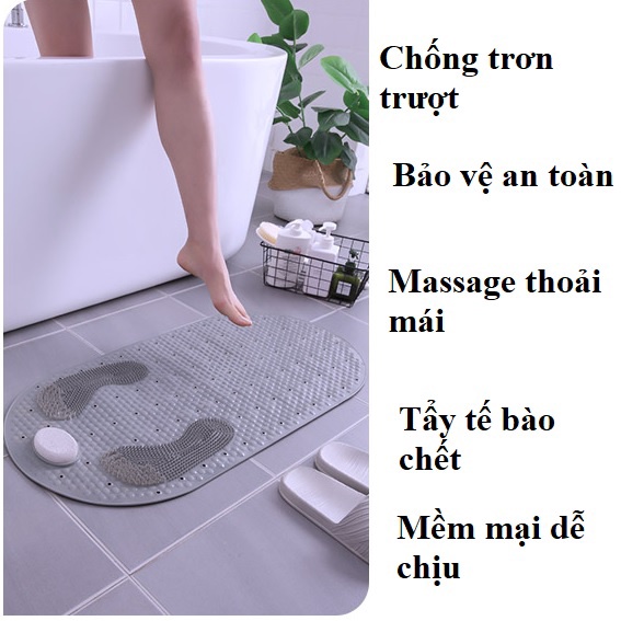 Thảm nhà tắm đa chức năng, thảm massage chống trơn trượt đá mài tẩy tế bào chết gót chân