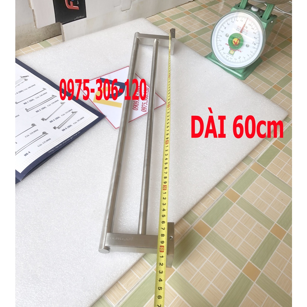 [LOẠI 1-TRỤC ĐÚC DÀY]Máng Khăn Treo Tường Nhà Tắm 100% INOX 304 MK6 thanh treo khăn đôi trục vuông,inox 304 chống han gỉ