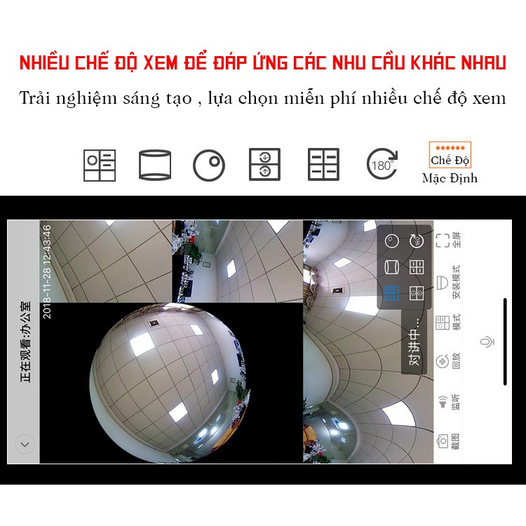 Camera Wifi V380 Pro Ốp Trần Xem Toàn Cảnh 360 độ Không Góc Chết - Mã Thẻ Nhớ Chuẩn Camera