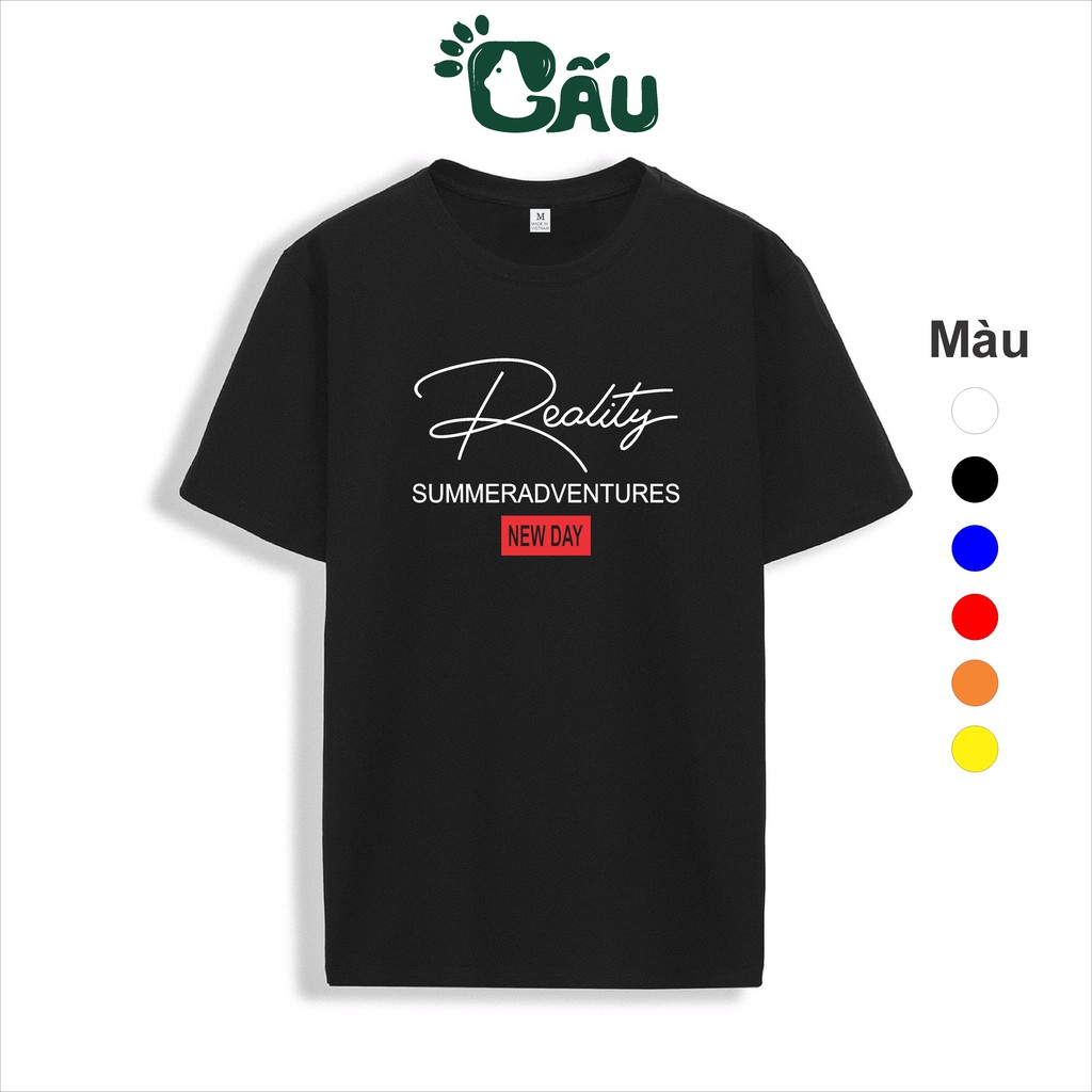 Áo thun nam GẤU 194 REALITY NEWDAY cổ tròn tay ngắn vải coton co dãn, dày dặn, form regular fit