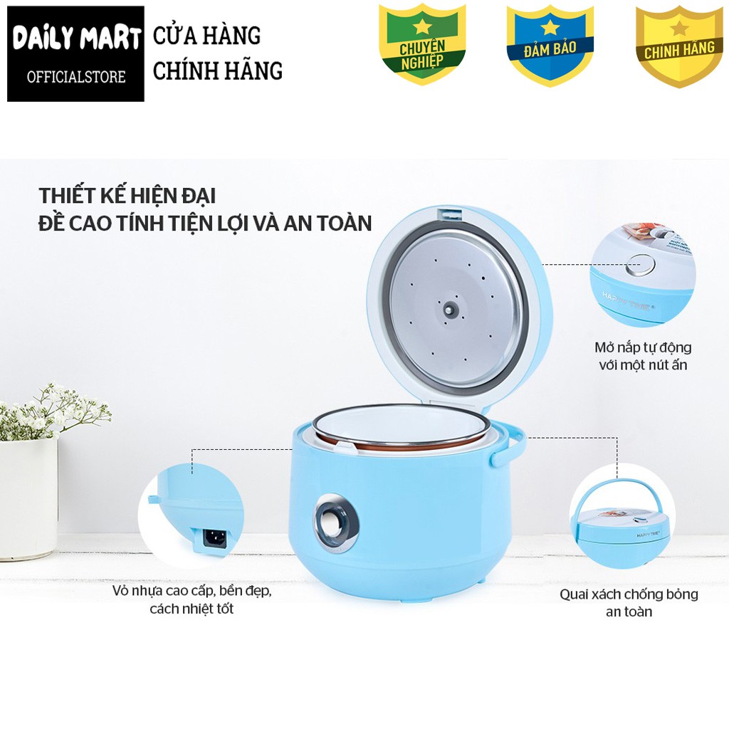 Nồi Cơm Điện 1.2L Happy Time HTD8522G - Tặng Kèm Muỗng Xới + Xửng Hấp + Cốc Đong Gạo