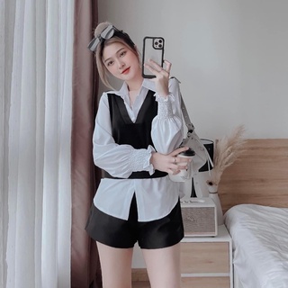 ANU206 - ÁO SƠ MI NỮ PHỐI GILE LIỀN 2M