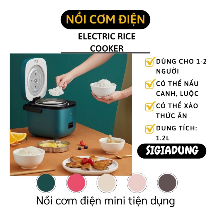 [SGD] Nồi Cơm Điện Mini - Nồi Cơm Điện Đa Năng 1.2L Nấu Canh, Cháo (Vá, Cốc Đong, Khay) 10025