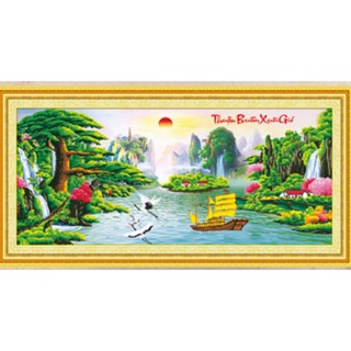 Tranh thêu chữ thập Thuận buồm xuôi gió -Tùng nghênh khách < YN6046 > chưa thêu