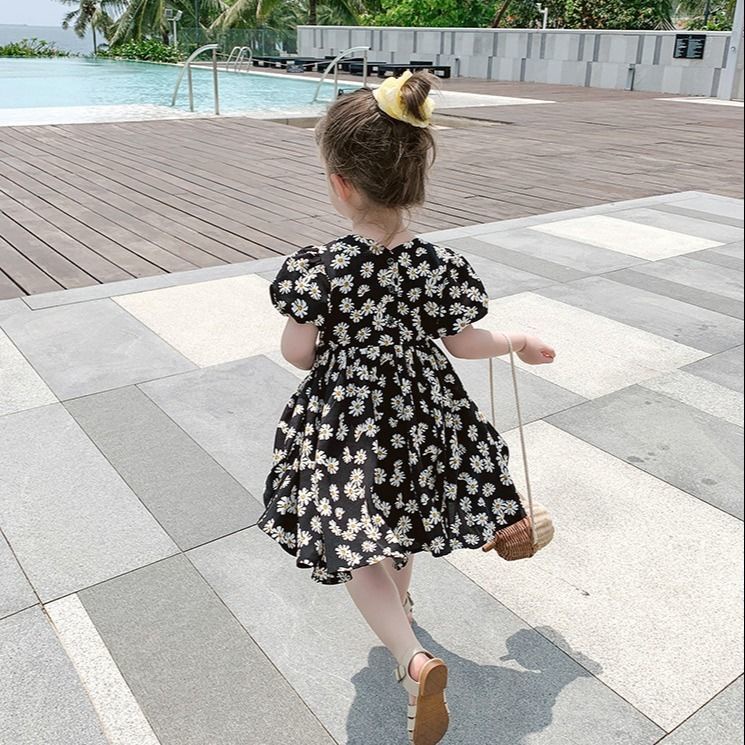 Đầm Công Chúa Chất Liệu Chiffon In Họa Tiết Hoa Cúc Phong Cách Phương Tây Thời Trang Mùa Hè Mới Cho Bé Gái