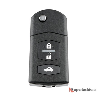 Vỏ chìa khóa điều khiển từ xa 3 nút gấp gọn chuyên dụng cho xe hơi mazda 2 3 5 6
