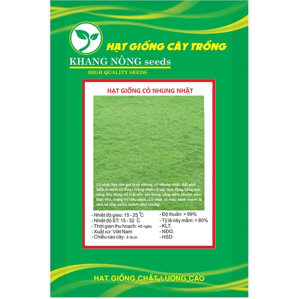 Hạt Giống Cỏ Nhung Nhật - Cỏ Sân Vườn KNS3465 - Gói 100 hạt