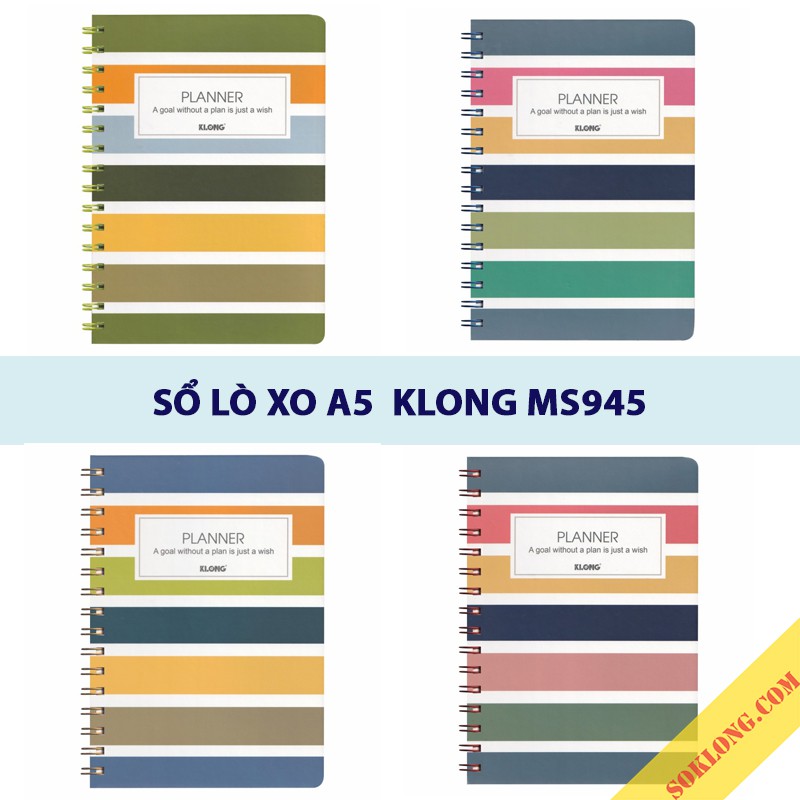 Sổ lò xo A5 Klong, sổ tay planner, vở kẻ ngang, caro học sinh tiện lợi