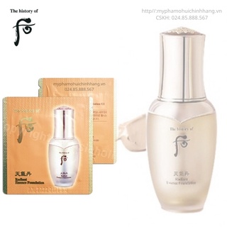 Gói dùng thử Kem nền tái sinh da che khuyết điểm, chống nắng, nâng tone da sáng Whoo Radiant Essence Foundation sample