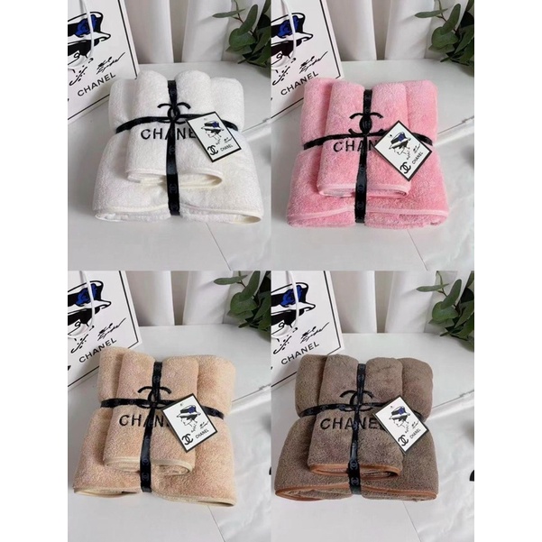 Sét 2 khăn tắm cotton thấm hút thương hiệu mềm mịn