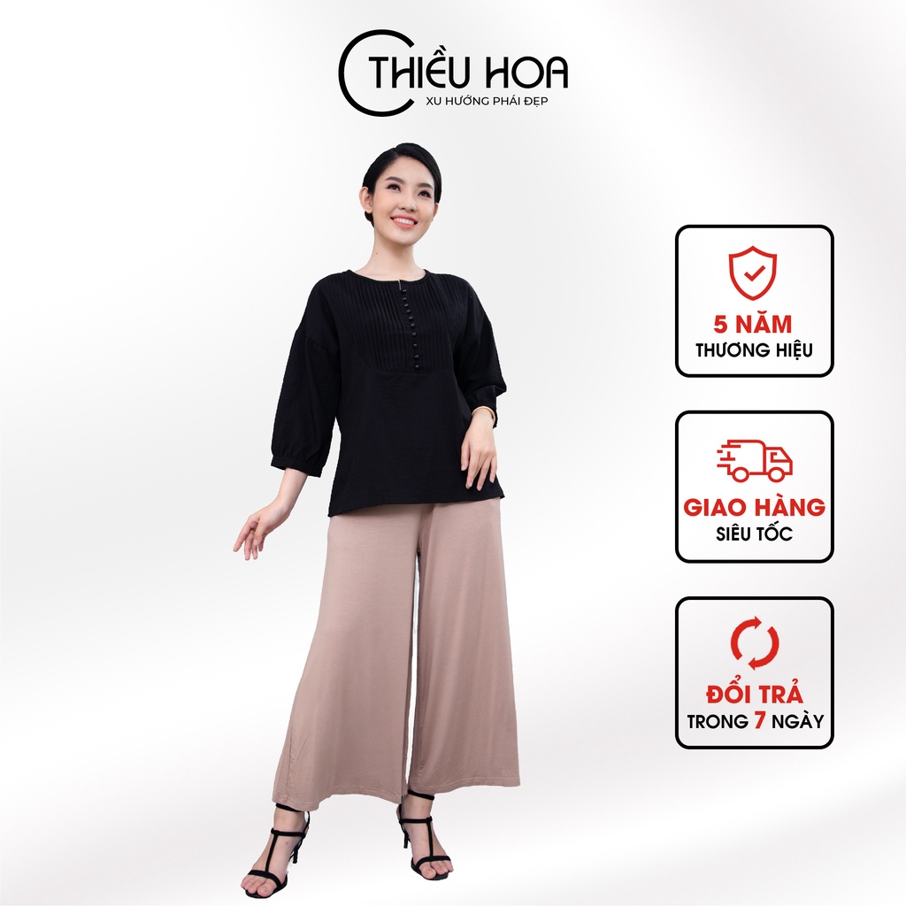 Quần suông nữ ống rộng nhiều màu sắc dễ phối, chất thun mềm mịn dễ chịu Thương hiệu Thiều Hoa K773
