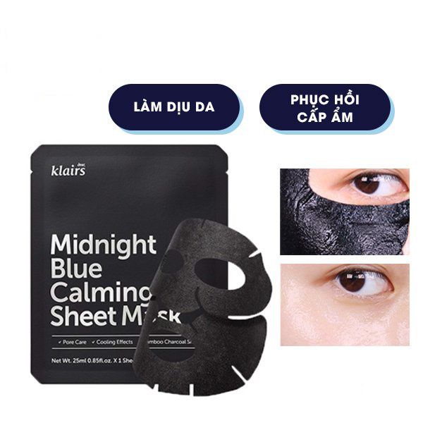 Mặt Nạ Làm Dịu Phục Hồi Da Dear Klairs Midnight Blue Calming Sheet Mask 25ml