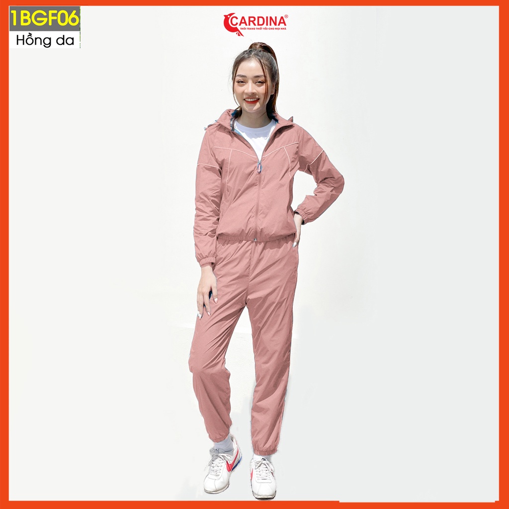 Bộ Gió Nữ CARDINA Chất Gió Trơn 2 Lớp Lót Lưới Cao Cấp Dáng Thể Thao Năng Động 1BGF.