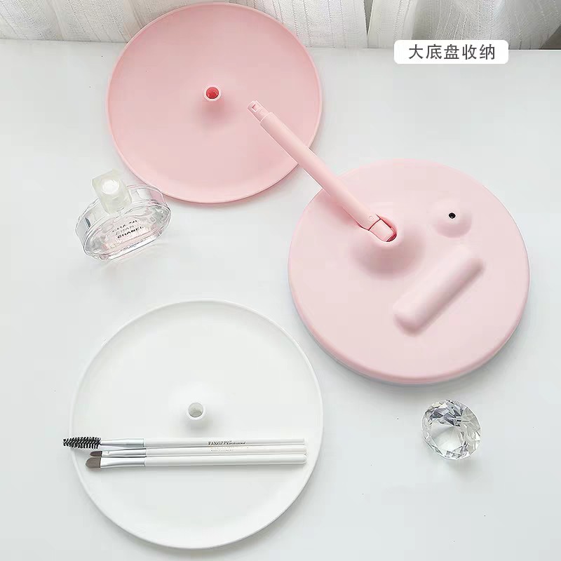 Gương Trang Điểm Có Đèn Led Cảm Ứng 3 Chế Độ Ánh Sáng Hàng Japan- Gương MakeUp Tròn Hai Màu Trắng Và Hồng Phấn