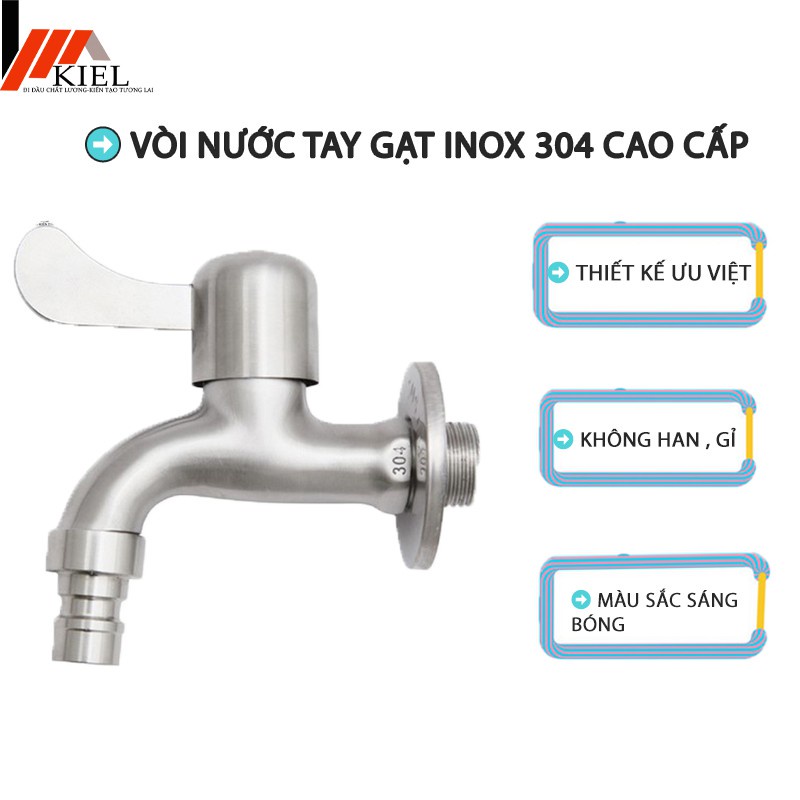 Vòi nước, vòi hồ tay gạt Inox 304 cao cấp xả nước siêu mạnh với thiết kế ưu việt