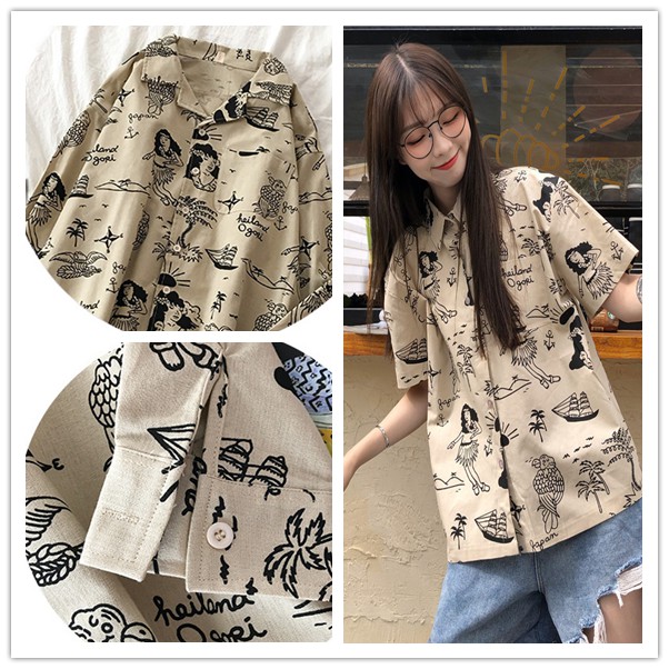 Casual Blouse Short Sleeves Korean Shirt for Women Floral Blouse for Women Blouses for Womens Sale Vintage Shirt Blouse for Women Short Sleeves Vintage Polo for Women Womens Shirts Tops Summer Goth Female Tee Aesthetic Loose Women T Shirt Punk Dark Grunge