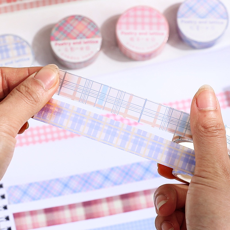 Băng Keo Họa Tiết Sọc Caro Trang Trí Sổ Tay DIY