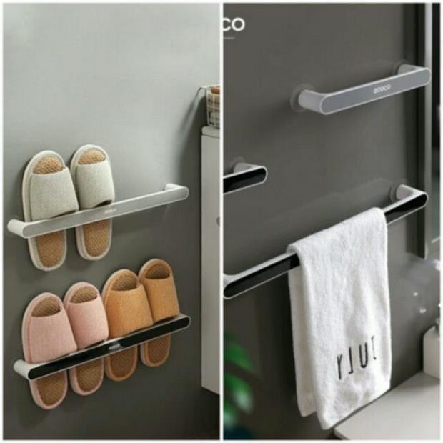 Giá treo khăn mặt trong nhà vệ sinh treo dép không khoan lỗ chắc chắn bền đẹp