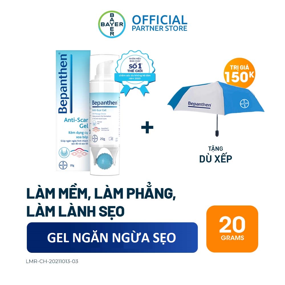 Gel giúp ngăn ngừa hình thành sẹo đỏ và sẹo lồi Bepanthen Anti-scar Gel 20g - Tặng 1 dù Bepanthen